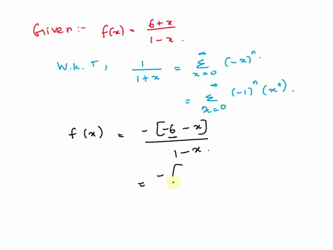 find-a-power-series-representation-for-the-function-give-your-power-series-representation-centered-at-x-0-fx-6-x-1-x-fx-6-n-1-determine-the-interval-of-convergence-enter-your-answer-using-in-76888