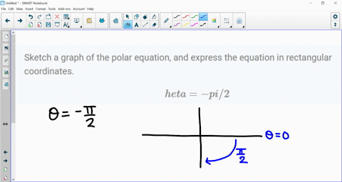 sketch-a-graph-of-the-polar-equation-and-express-the-equation-in-rectangular-coordinates-theta-pi-3-62061