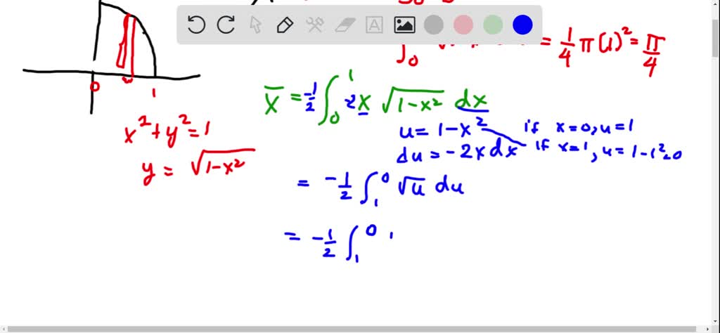 Solved Find The Centroid Of The Region Quarter Of The Unit Circle Lying In The First Quadrant 