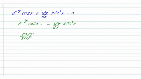 1-point-using-separation-of-variables-solve-the-differential-equation-e-y-cosx-dysinx-0-dx-use-c-to-represent-the-arbitrary-constant-y-77511