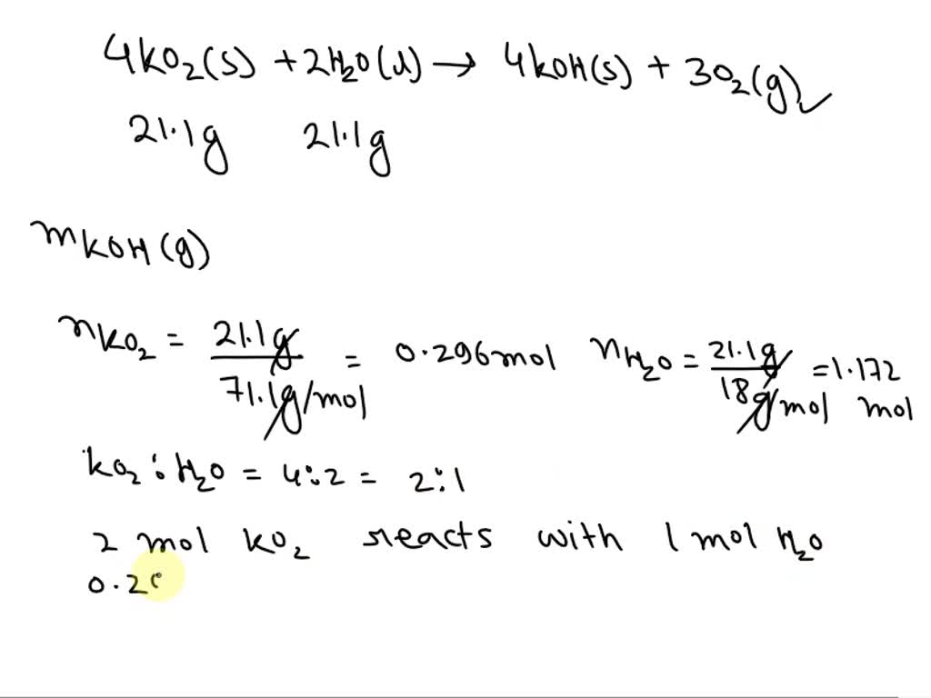 SOLVED: Consider the following balanced chemical equation: 4KOz(s) 2HzO ...