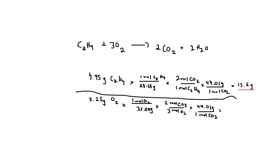 SOLVED Consider the combustion of ethylene with oxygen. C2H4 g