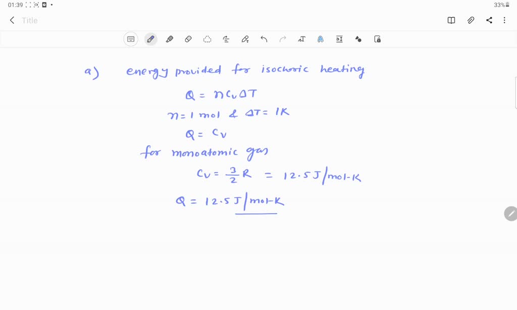 SOLVED: a)What amount of energy must be provided through isochoric ...