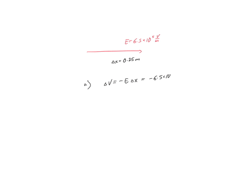 a-proton-starts-moving-from-rest-in-an-electric-field-of-magnitude-65x105-vm-the-field-points-in-the-positive-x-direction-and-under-the-influence-of-the-field-the-proton-moves-025-meters-in-80655