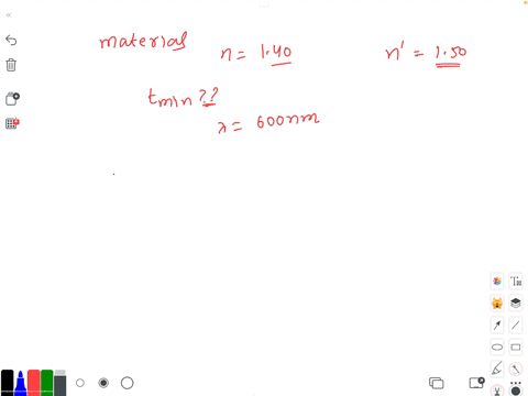 a-material-having-an-index-of-refraction-of-140-is-used-as-an-antireflective-coating-on-a-piece-of-glass-n-150-what-should-be-the-minimum-thickness-of-this-film-in-order-to-minimize-reflecti-68063