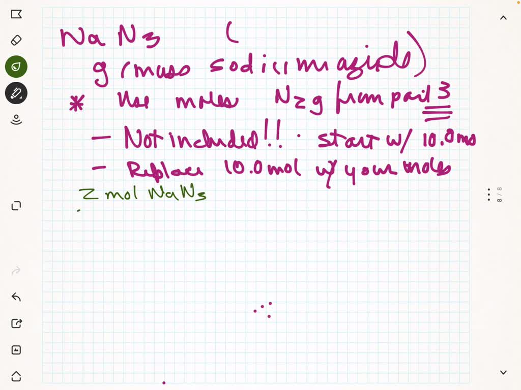 SOLVED 4 Find the mass of sodium azide needed in the airbag USE the