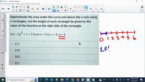approximate-the-area-under-the-curve-and-above-the-x-axis-using-rectangles-let-the-height-of-each-rectangle-be-given-by-the-value-of-the-function-at-the-right-side-of-the-rectangle-flx-2x2-x-04517