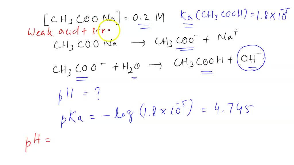 SOLVED: What is the pH of a 0.20 M solution of sodium acetate? The Ka ...