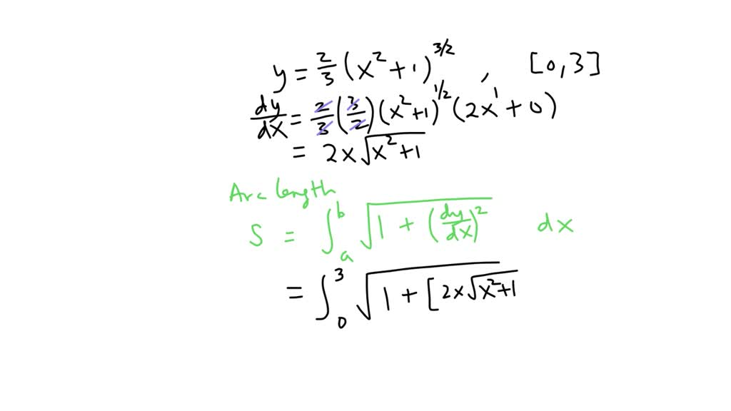 SOLVED: Find the arc length of the curve below on the given interval. 3 ...