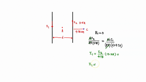 12-two-straight-parallel-wires-carry-currents-in-opposite-directions-as-shown-in-the-figure-one-of-the-wires-carries-a-current-of-12-115-a-point-a-is-the-midpoint-between-the-wires-the-total-78362