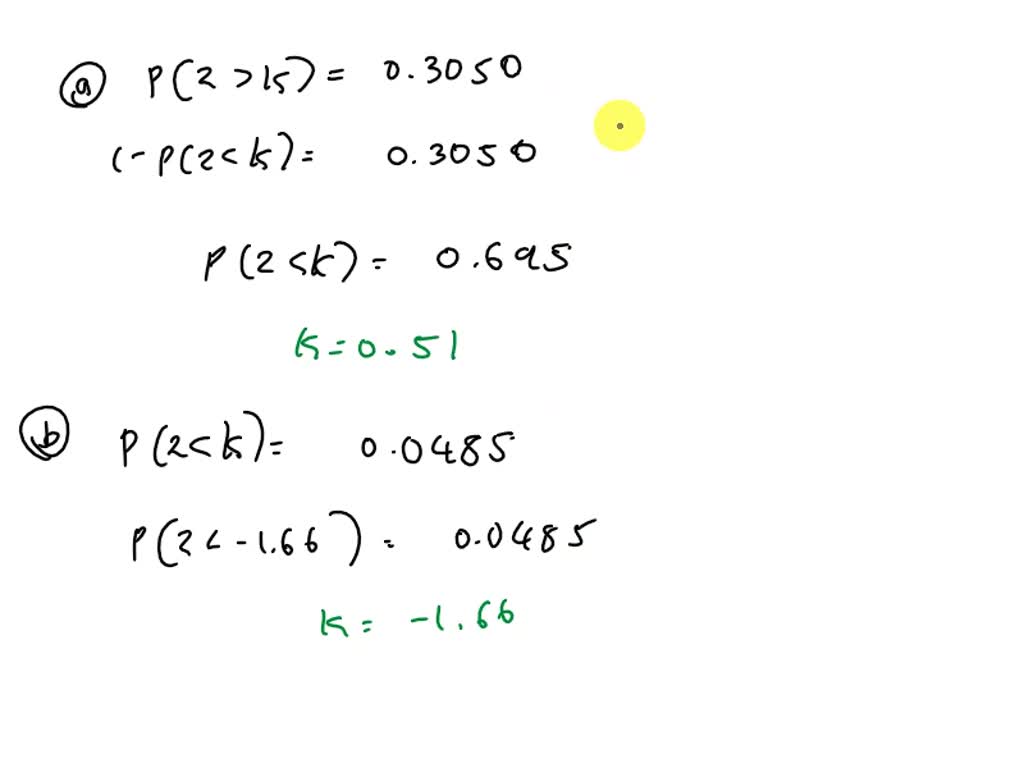 SOLVED: Given a standard normal distribution, find the value of k such ...