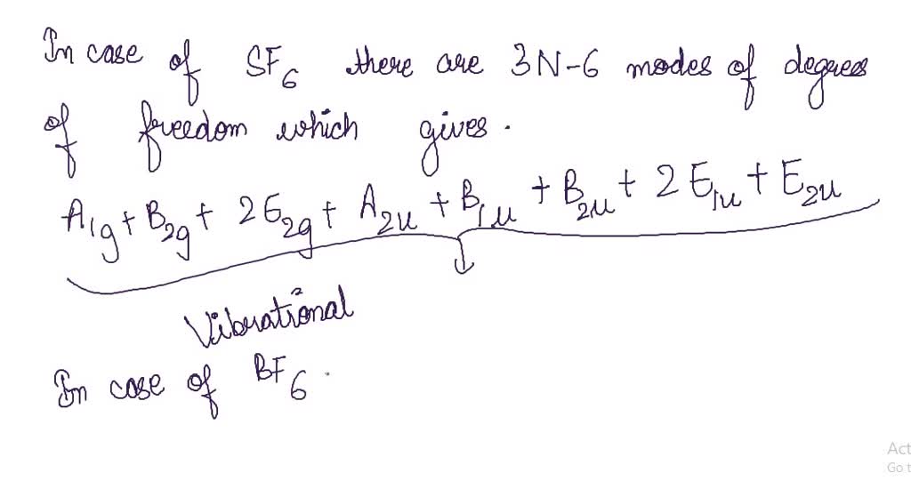 SOLVED: What are the symmetry species of the vibrations of a) SF6, b ...