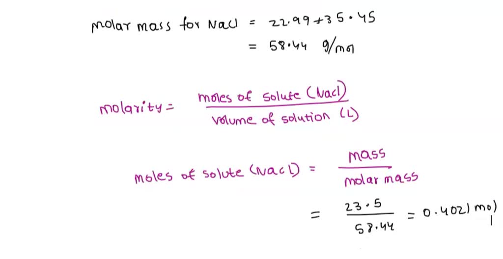 SOLVED: What is the molarity of 2500 mL of solution containing 23.5 g ...