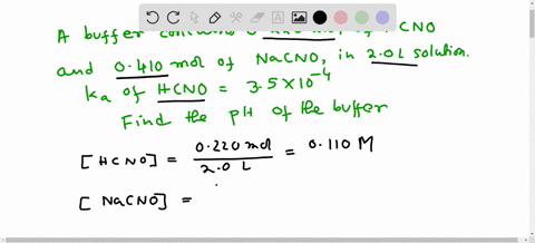 what-is-the-ph-of-a-buffer-made-from-0220-mol-of-hcno-ka-35-104-and-0410-mol-of-nacno-in-20-l-of-solution-52734