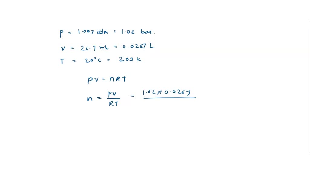 SOLVED Using The Pressure And Volume Data You Collected Calculate The