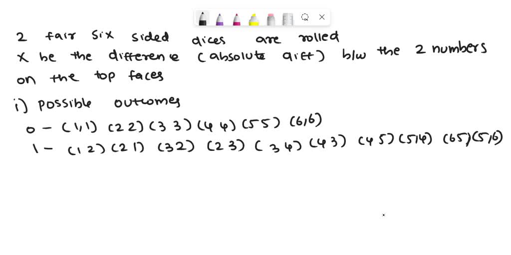 SOLVED: Problem 3. Suppose We Roll Two Fair Six-sided Dice. Let X Be ...