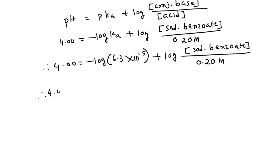 SOLVED: Calculate the concentration of sodium benzoate that must be ...