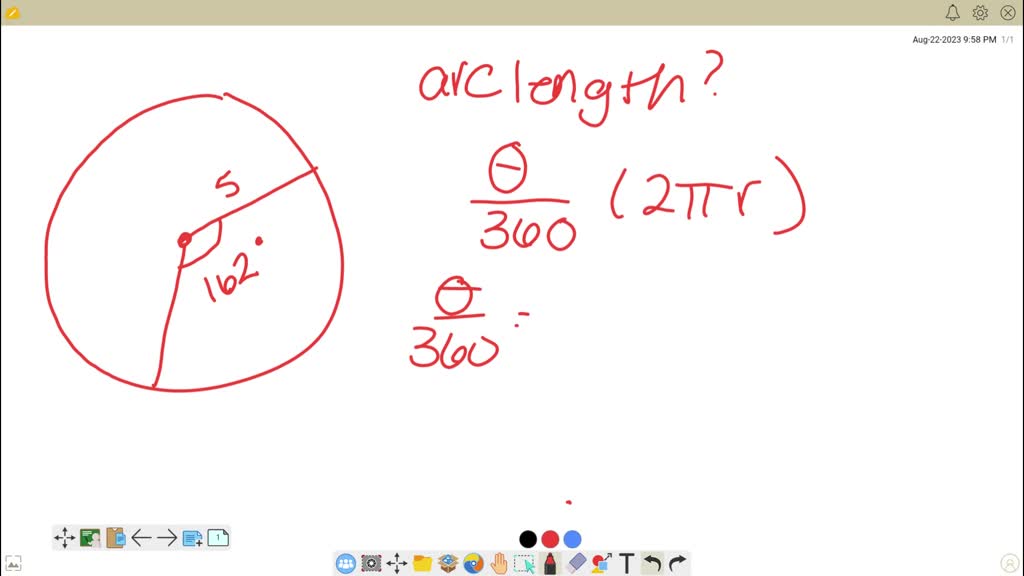 SOLVED: The length of the arc on a circle with a radius of 5 in if the ...