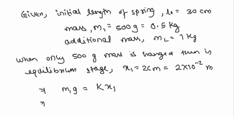 a-spring-has-a-natural-length-of-30cm-when-i-hang-one-end-of-the-spring-on-a-hook-and-attach-a-500g-mass-to-the-other-end-the-spring-extends-by-2cm-then-i-add-another-1-kg-to-the-end-of-the-25025