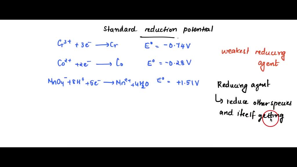 SOLVED Consider the following standard reduction potentials in acid