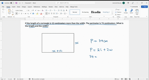 if-the-length-of-a-rectangle-is-12-centimeters-more-than-the-width-the-perimeter-is-74-centimeters-what-is-the-length-and-the-width