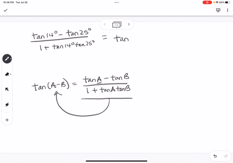 use-an-addition-or-subtraction-formula-to-write-tan-14-tan-25-1-tan-14tan-25-as-a-trigonometric-function-of-one-number-enter-your-answer-as-a-trigonometric-function-and-the-angle-whoudl-be-d-68158