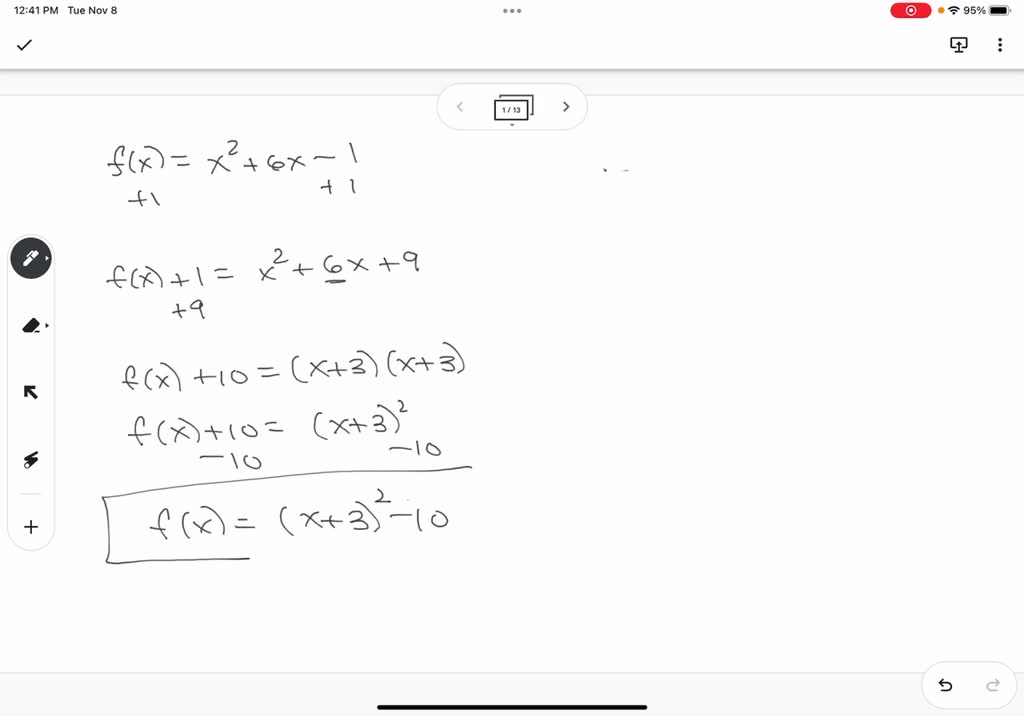 SOLVED: Use the method of completing the square to find the standard ...