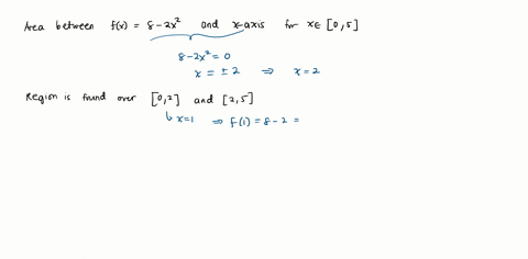 use-the-definite-integral-to-find-the-area-between-the-x-axis-and-fx-over-the-indicated-interval-check-first-to-see-if-the-graph-crosses-the-x-axis-in-the-given-interval-fx-8-2x2-05-for-the-34958