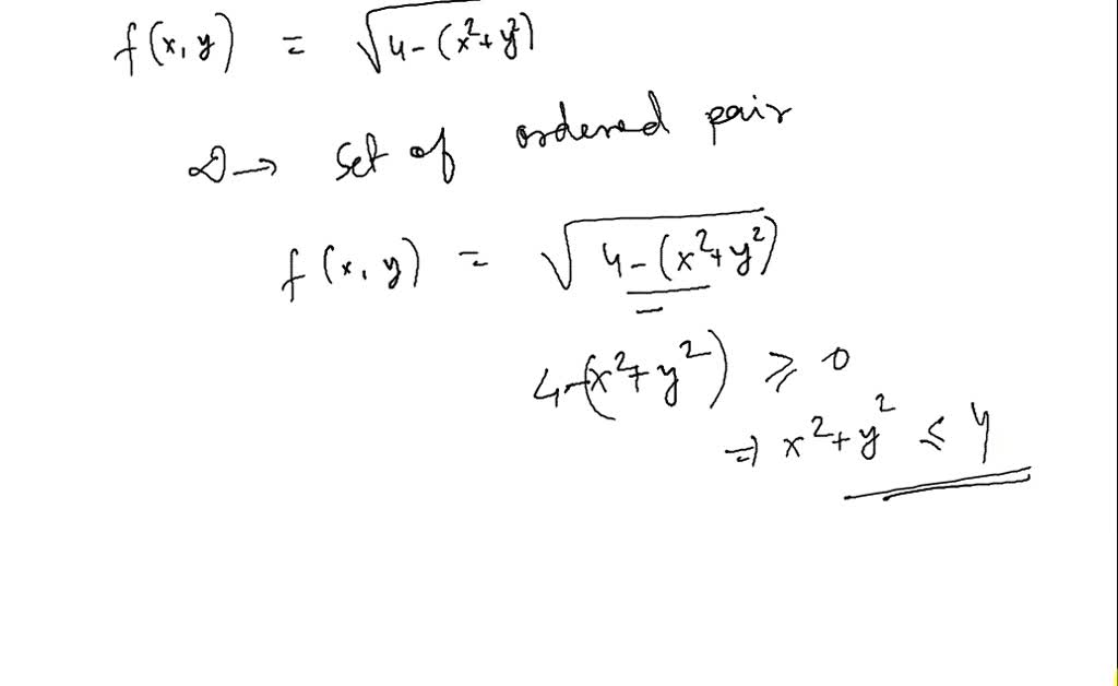 Solved 1 Find The Domain Of The Function F X Y √ 4 X 2 Y 2