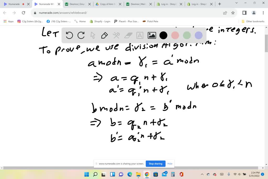 SOLVED: For All Integers A And B And Positive Integers N, If 𝑎 ≡ 𝑏 (𝑚𝑜𝑑 ...