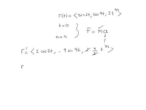 point-a-dense-particle-with-mass-4-kg-follows-the-path-rt-sin2t-cos9t-2t92-_-with-units-in-meters-and-seconds-what-force-acts-on-the-mass-at-t-0-kg-mls-90462