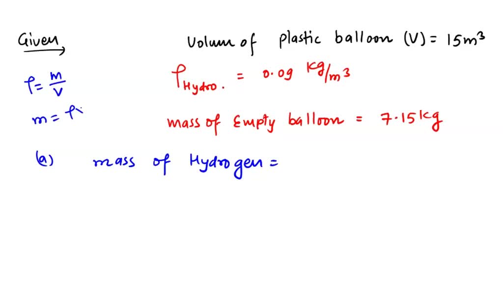 SOLVED: A weather forecasting plastic balloon of volume 15m3 contains ...