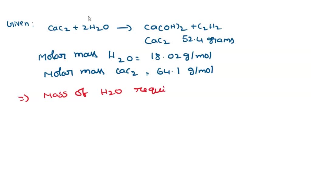 SOLVED Calcium carbide (CaC2) reacts with water to produce acetylene