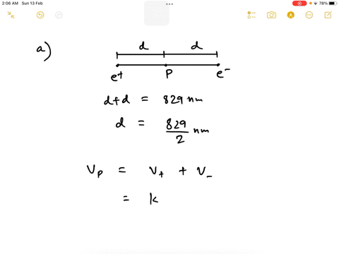 a-proton-and-an-electron-are-fixed-in-space-with-a-separation-of-829-nm-calculate-the-electric-potential-at-the-midpoint-between-the-two-particles-potential-find-the-magnitude-of-the-electri-60062