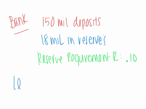 if-a-bank-has-150-million-in-deposits-and-18-million-in-reserves-with-a-reserve-requirement-of-010-how-much-can-it-lend