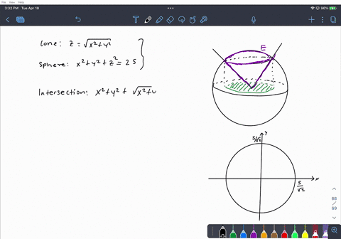 use-polar-coordinates-to-find-the-volume-of-the-given-solid-above-the-cone-z-sqrtx2y2-and-below-the-sphere-x2y2z225-12347