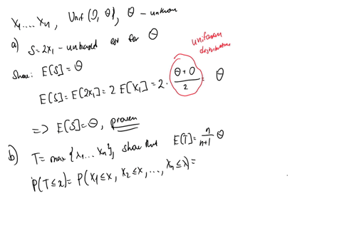 3-suppose-that-we-draw-a-random-sample-x_1-x_2-ldots-x_n-from-a-uniform-distribution-operatornameunif0-theta-but-that-theta-is-unknown-we-want-to-build-an-estimator-for-theta-a-suppose-were-only-allow