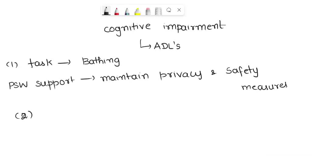 SOLVED: Cognitive impairment can disrupt a person's ability to ...