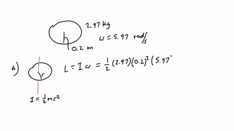 a-uniform-solid-disk-of-mass-m-297-kg-and-radius-0200-m-rotates-about-a-fixed-axis-perpendicular-to-its-face-with-angular-frequency-597-rads-a-calculate-the-magnitude-of-the-angular-momentum-10594