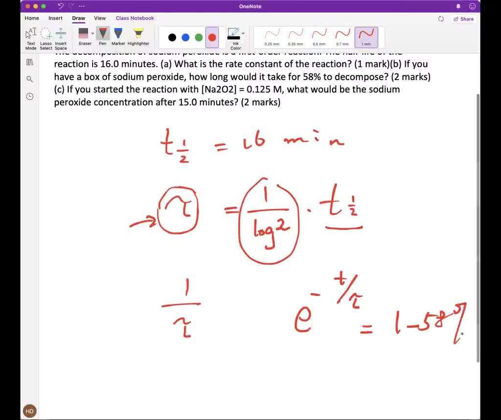 solved-the-decomposition-of-sodium-peroxide-is-a-first-order-reaction