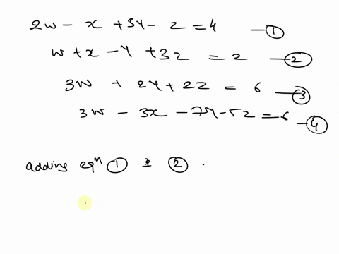 problem-1-1-point-the-following-system-has-an-infinite-number-of-solutions-write-the-solution-in-terms-of-y-and-z-2w-3y-4-w-x-y-3z-2-3w-2y-2z-6-3w-3x-7y-5z-6-w-c-7393y-73z-notein-order-to-ge-68685