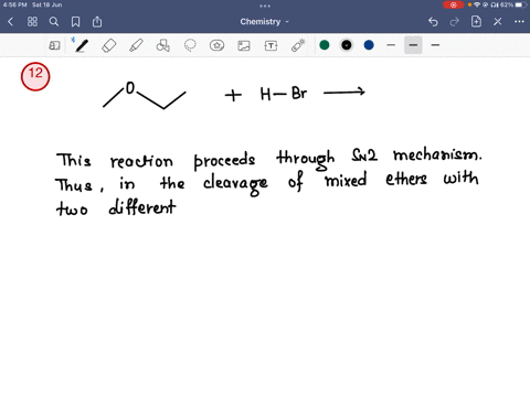 question-12-what-are-the-major-products-obtained-upon-treatment-of-ethyl-methyl-ether-with-equimolar-hbr-methyl-ethyl-ether-bromomethane-and-ethanol-bromoethane-and-bromomethane-bromoethane-57909
