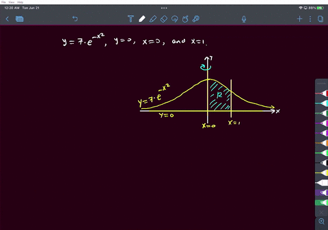 use-the-method-of-cylindrical-shells-to-find-the-volume-generated-by-rotating-the-region-bounded-by-the-given-curves-about-the-y-axis-y-7ex2-y-0-x-0-x-1-12963