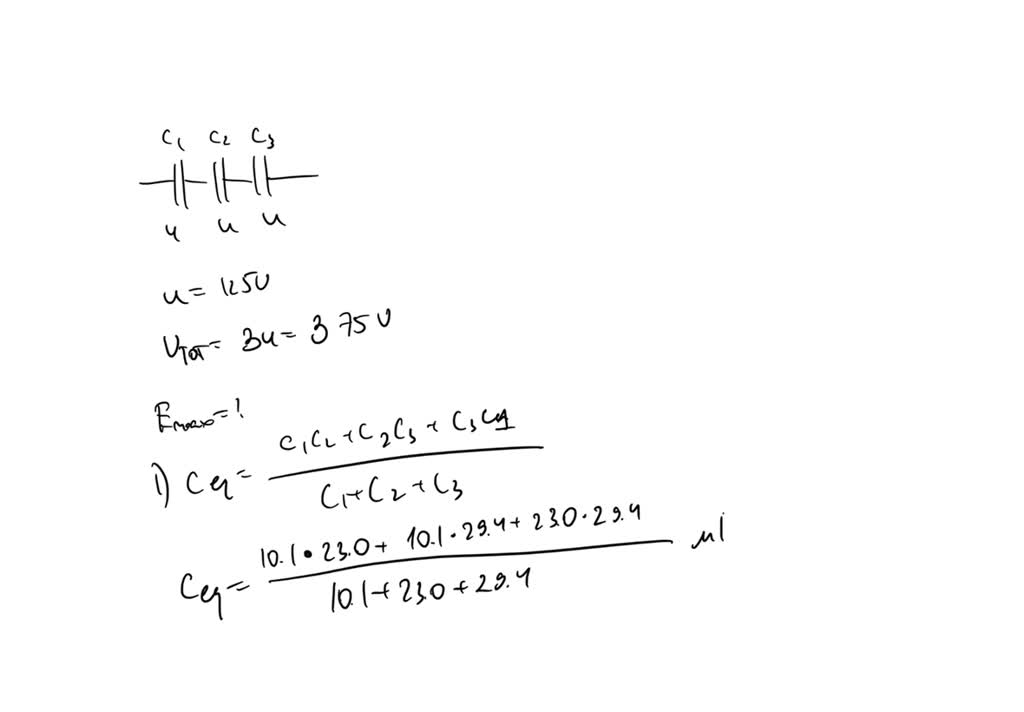 SOLVED: Three capacitors C1 = 11.8 µF, C2 = 25.0 µF, and C3 = 29.4 µF ...