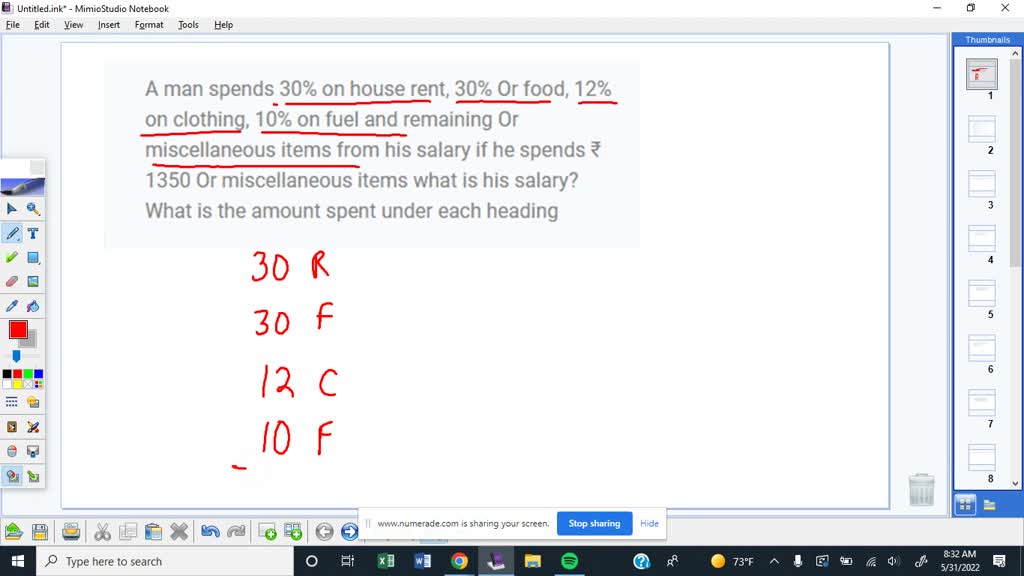 SOLVED A Man Spent 2 3 Of His Salary On Rations 1 5 On Clothes And 1 