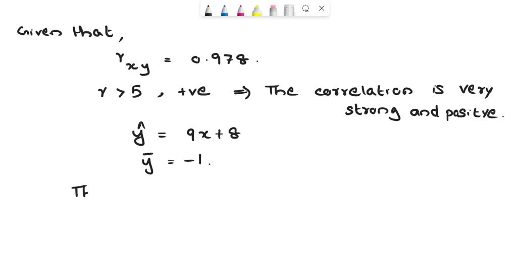 SOLVED Ten pairs of data yield r = 0.978 and the regression equation
