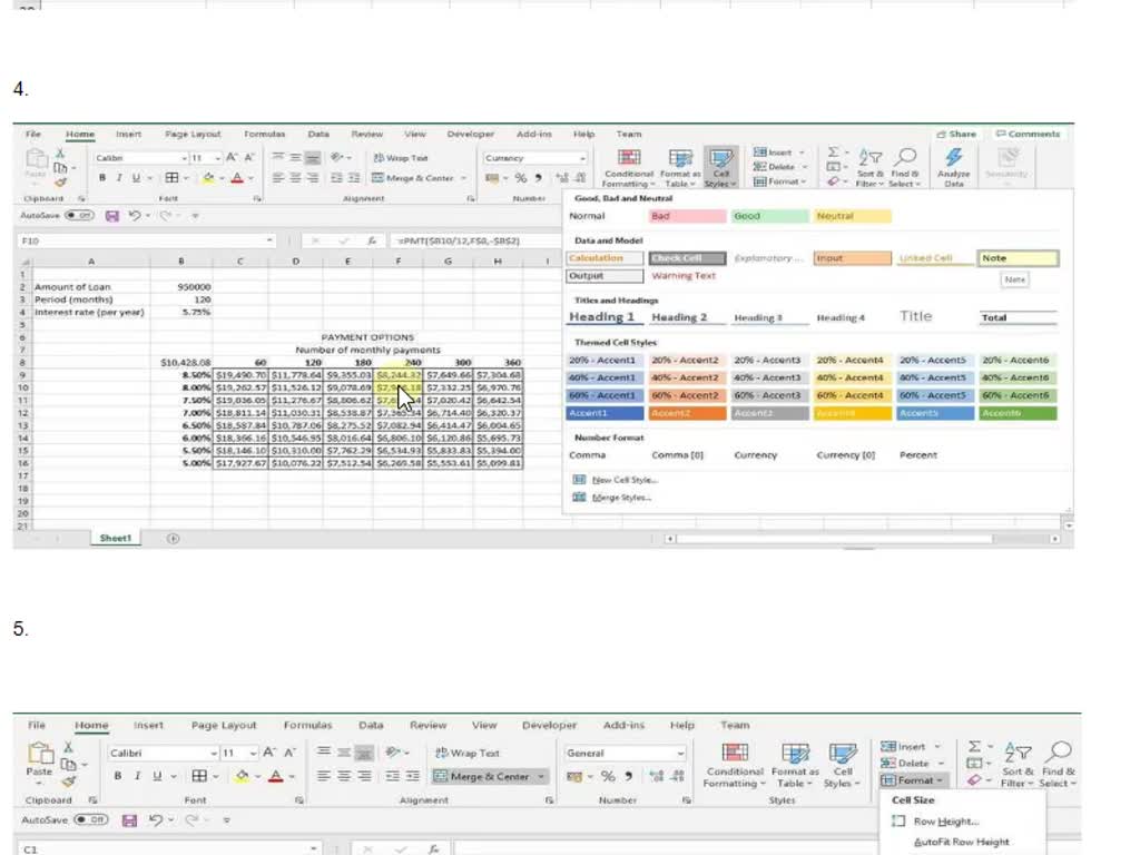 In Cells B8:H16, Create A Data Table Using The Information In Cells B2 ...