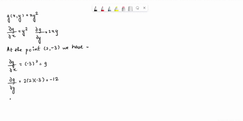 find-the-gradient-of-the-function-gxy-xy2-at-the-point-2-3-then-sketch-the-gradient-together-with-the-level-curve-that-passes-through-the-point-first-find-the-gradient-vector-at-2-3-vg2-3-si-45024