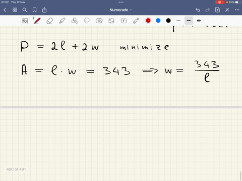 find-the-dimensions-of-rectangle-with-area-343-m2-whose-perimeter-is-as-small-as-possible_-if-both-values-are-the-same-number-enter-it-into-both-blanks-smaller-value-m-larger-value-31595