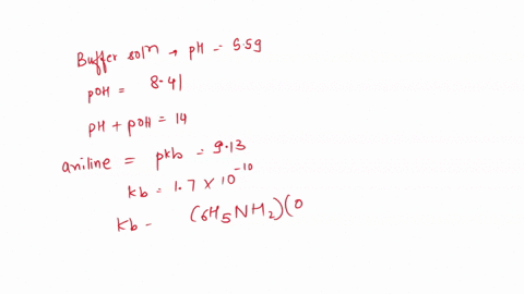 a-buffered-solution-containing-dissolved-aniline-c6h5nh2-and-aniline-hydrochloride-c6h5nh3cl-has-a-ph-of-559-a-determine-the-concentration-of-c6h5nh3-in-the-solution-if-the-concentration-of-58745